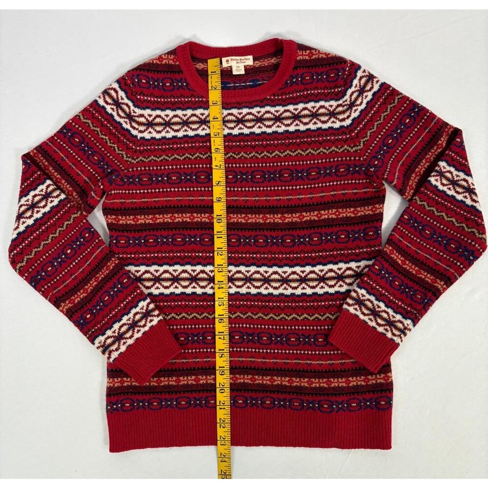 VTG Brooks Brothers Red And White Fair Isle Wool Crewneck Sweater Womens Sz XS - Picture 5 of 9